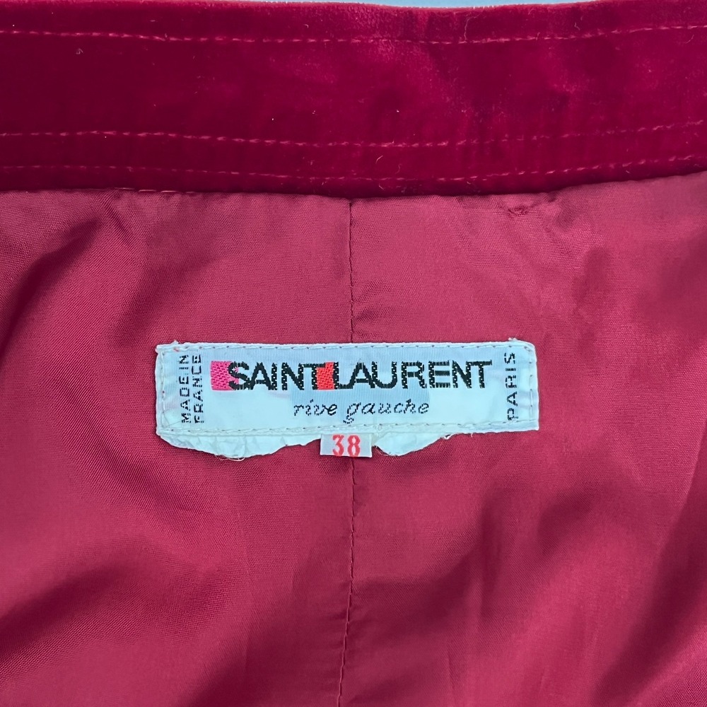 Saint Laurent Rive Gauche‎ Vintage Velvet Pencil Skirt Womens XS (FR38) Wine Red - Picture 6 of 8